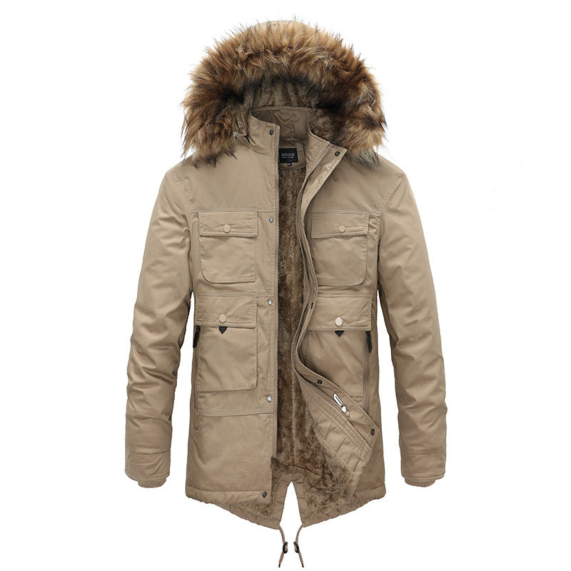 Winter Coat Men's Cashmere Long Cotton-padded Jacket - myETYN