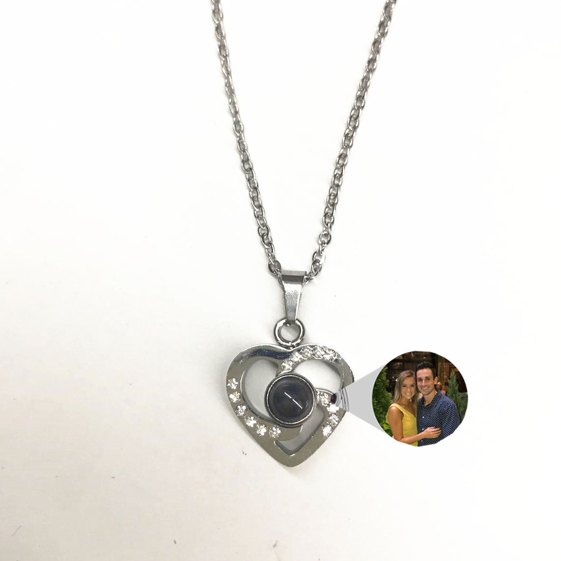 S925 Silver Romantic Colorful Photo Projection Necklace Heart Shaped Pendant Necklace - myETYN