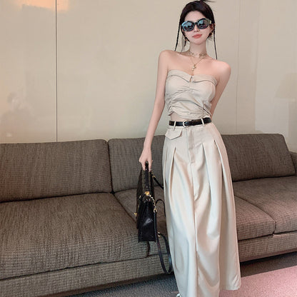 Women's Design Sense Slimming High Waist With Belt Long Skirt Tube Top Two-piece Set