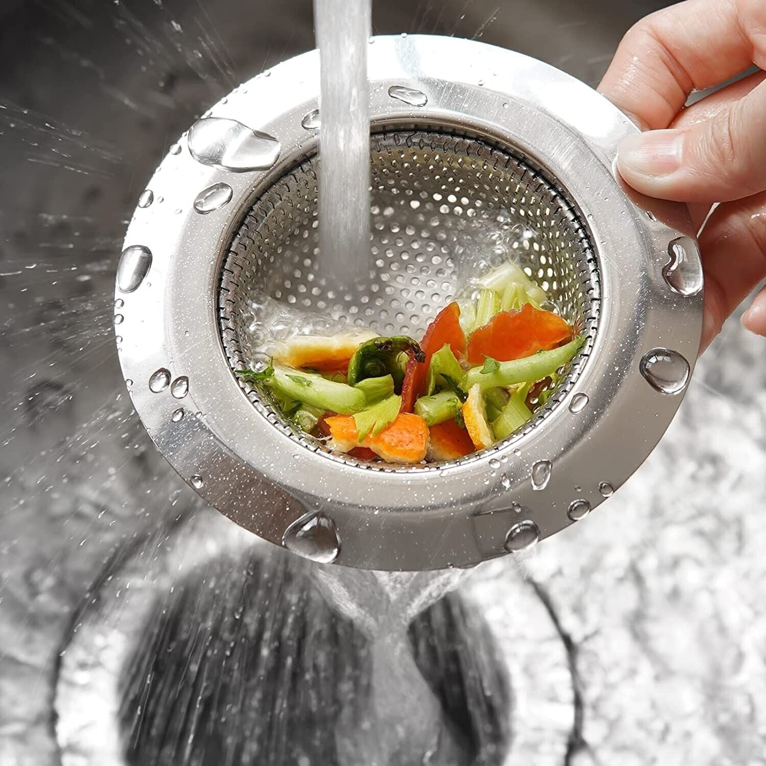 2pcs 4.5 Kitchen Sink Strainer Stopper Stainless Steel Drain Basket Waste Plug - myetyn