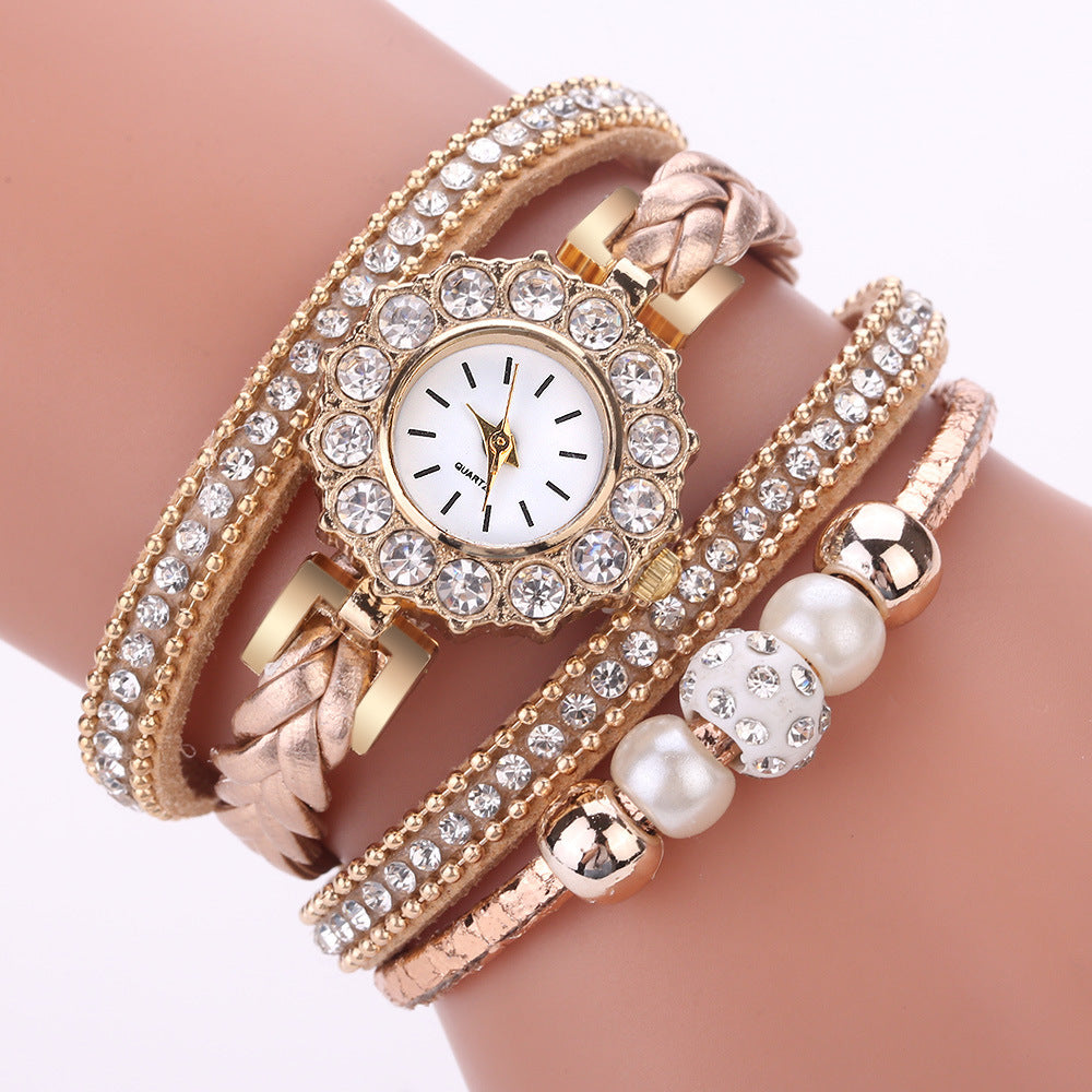 Personality pearl diamond quartz watch