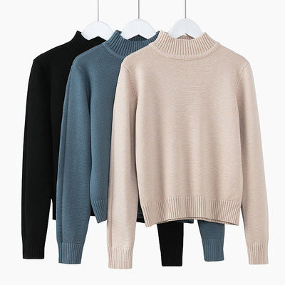 Pullover High-Collar Long-Sleeve Knitted Sweater