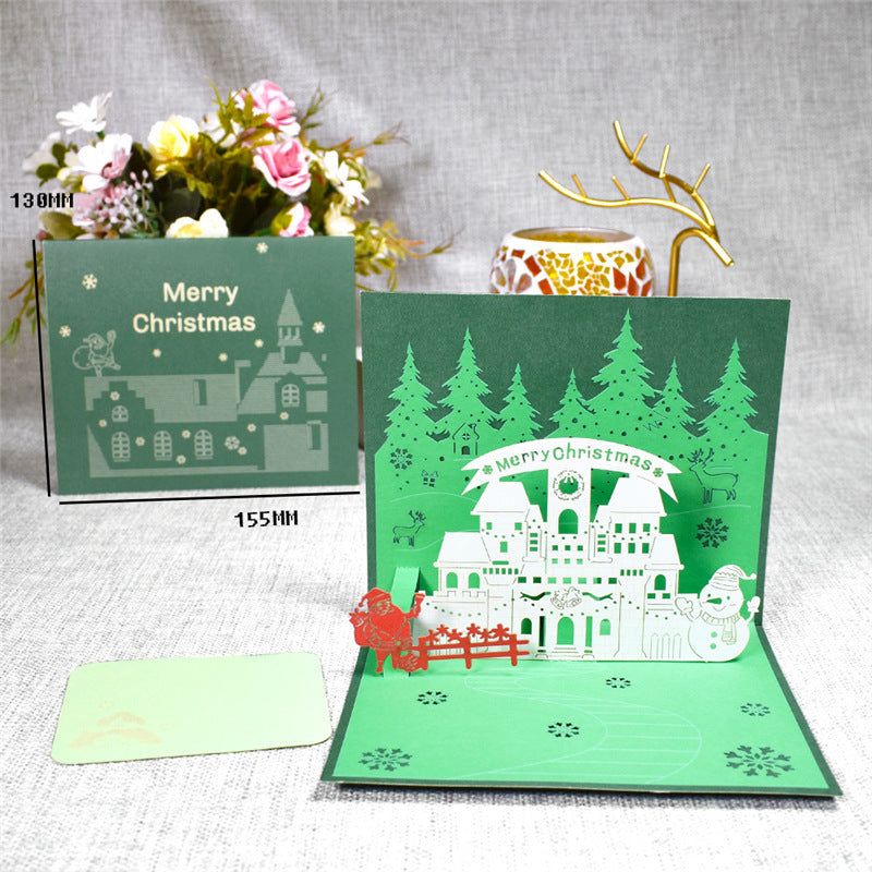 3D Merry Christmas Cards Christmas Tree Winter Gift Pop-Up Cards Christmas Decoration Stickers