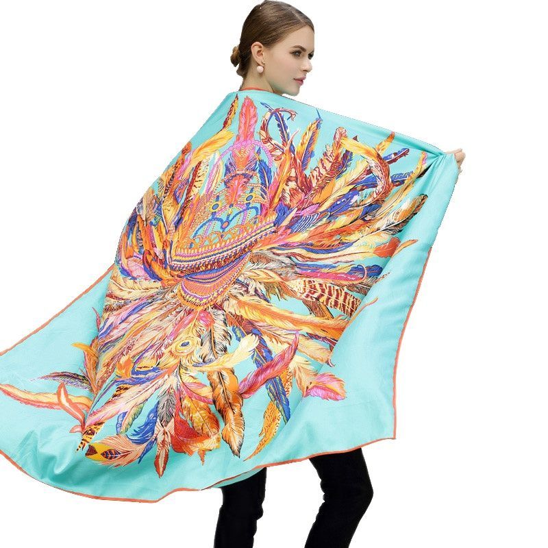 Indian Feather Crown Ladies Faux Silk Scarf