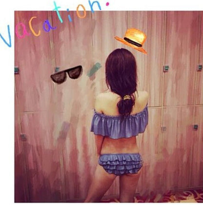 Bikini Swimsuit Two-piece Swimsuit One-Neck Strapless Ruffle