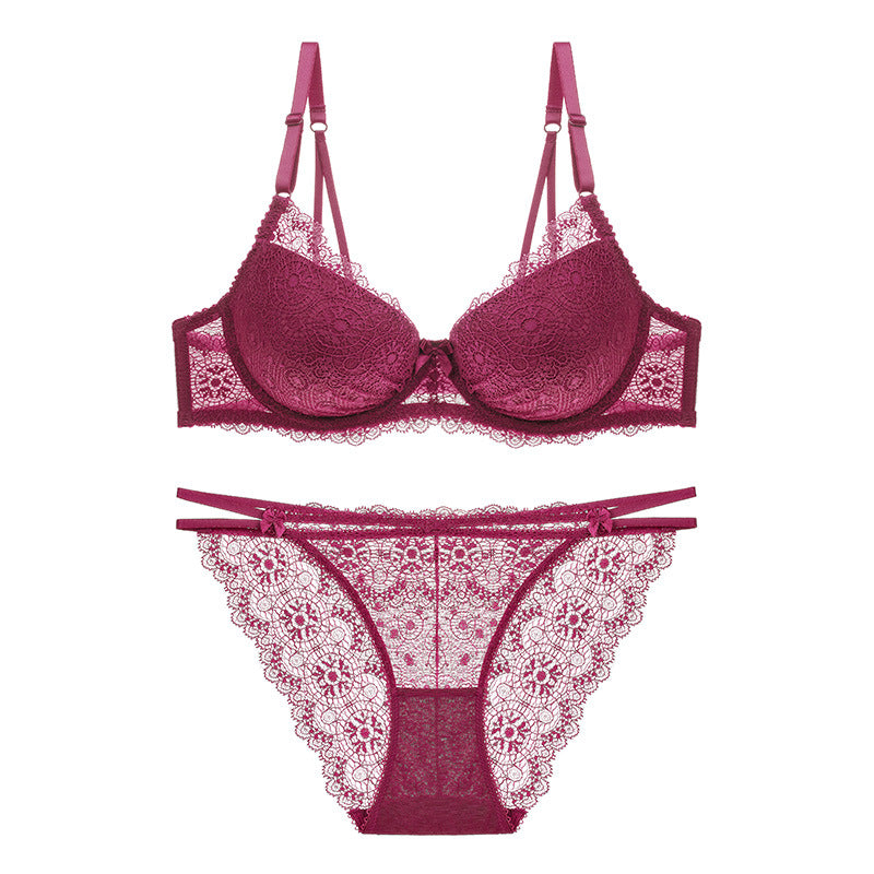 Sexy Lace Bra Set – Thin Cup, Underwire Support, T-Type Style