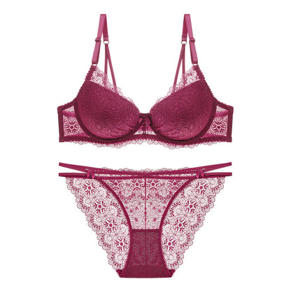 Sexy Lace Bra Set – Thin Cup, Underwire Support, T-Type Style