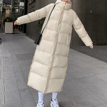Korean Style Loose Over-the-Knee Padded Jacket | Mid-Length Winter Puffer Coat