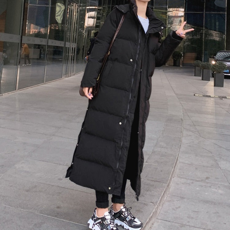 Korean Style Loose Over-the-Knee Padded Jacket | Mid-Length Winter Puffer Coat