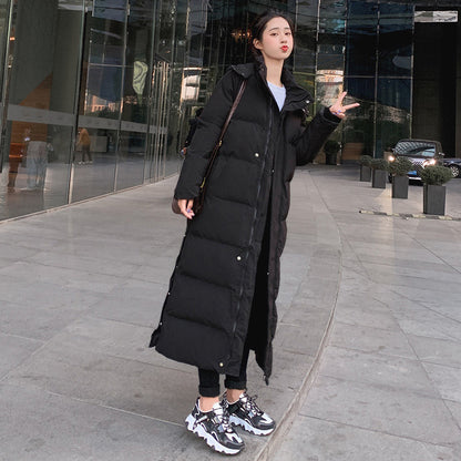 Korean Style Loose Over-the-Knee Padded Jacket | Mid-Length Winter Puffer Coat