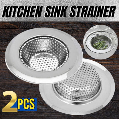 2pcs 4.5 Kitchen Sink Strainer Stopper Stainless Steel Drain Basket Waste Plug - myetyn