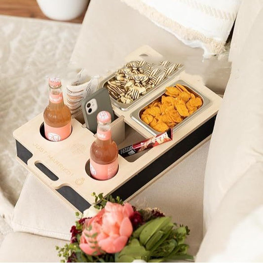 Natural Sofa Butler Snack Drinks Placed Wooden Box - myETYN