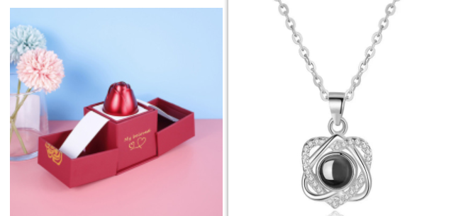 Hot Valentine's Day Gifts Metal Rose Jewelry Gift Box Necklace For Wedding Girlfriend Necklace Gifts - myETYN