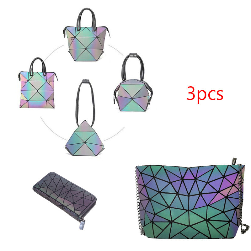 Luminous Makeup Bag Lattice Design Geometric Bag