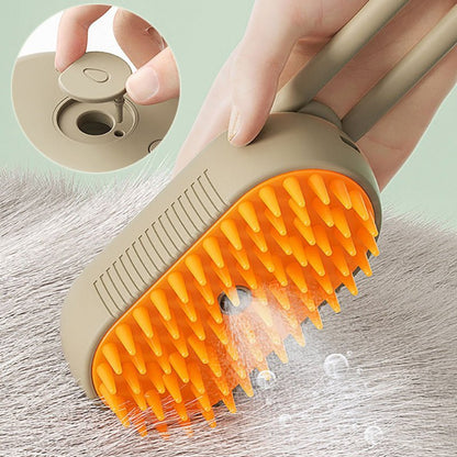 3 - in - 1 Electric Steam Brush for Pets - Grooming, Massage, Hair Removal - myetyn