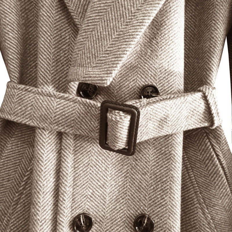 Above-knee Herringbone Coat For Men - myETYN