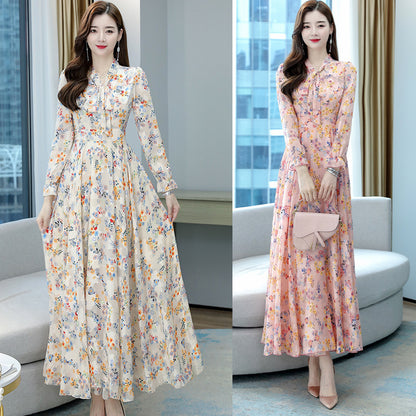 Elegant Slim Fit Below The Knee Bow V-neck Jacquard Maxi Dress