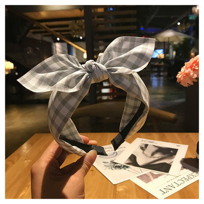 Plaid Knot In The Middle Bow Fabric Headband