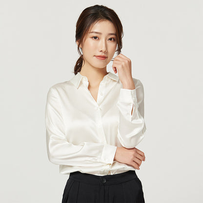 Women's Long Sleeve Satin Heavy Silk Shirt