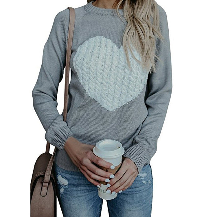 Love Printed Pullover Sweater For Women Solid Color Spring And Autumn Clothes - myETYN