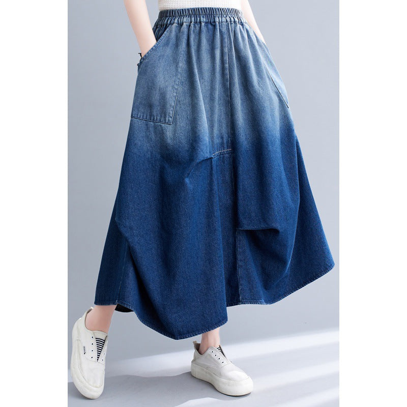 Gradient Color Denim Skirt For Women - myETYN