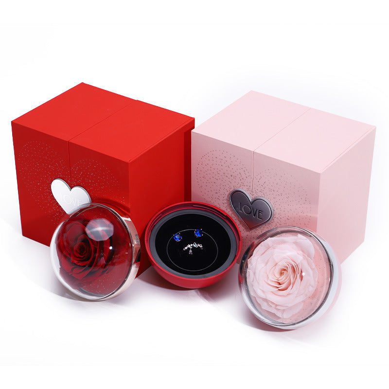 Creative Eternal Rose Box Eternal Soap Flower Jewelry Box Ring Necklace Storage Case Valentines Surprise Gift - myETYN
