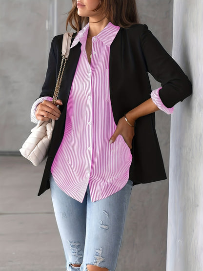 Classic Striped Casual, Business, Versatile Four Seasons Can Wear A Long-sleeved Shirt.