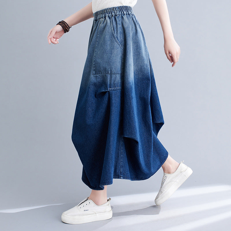 Gradient Color Denim Skirt For Women - myETYN