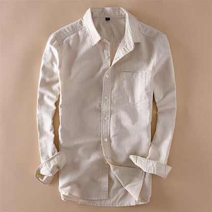 Simple White Linen Shirt For Men