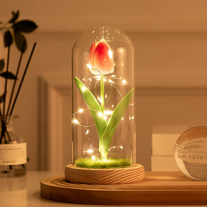 Glass-covered Perpetual Flower Night Light Ornaments