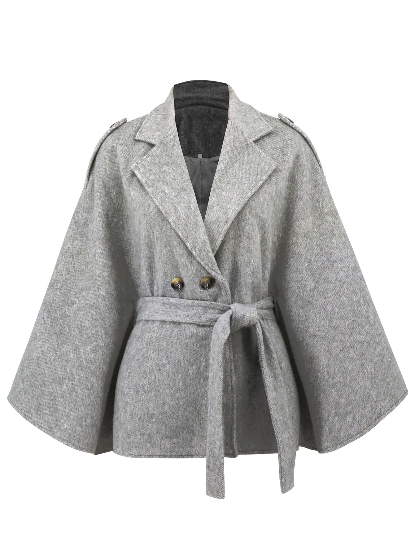 Bandage Coat Batwing Sleeve Lapel Woolen Coat