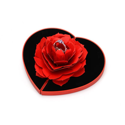 3D Love Box Heart-shaped Rose Flower Rotating Ring Box Valentines Day Gift - myETYN