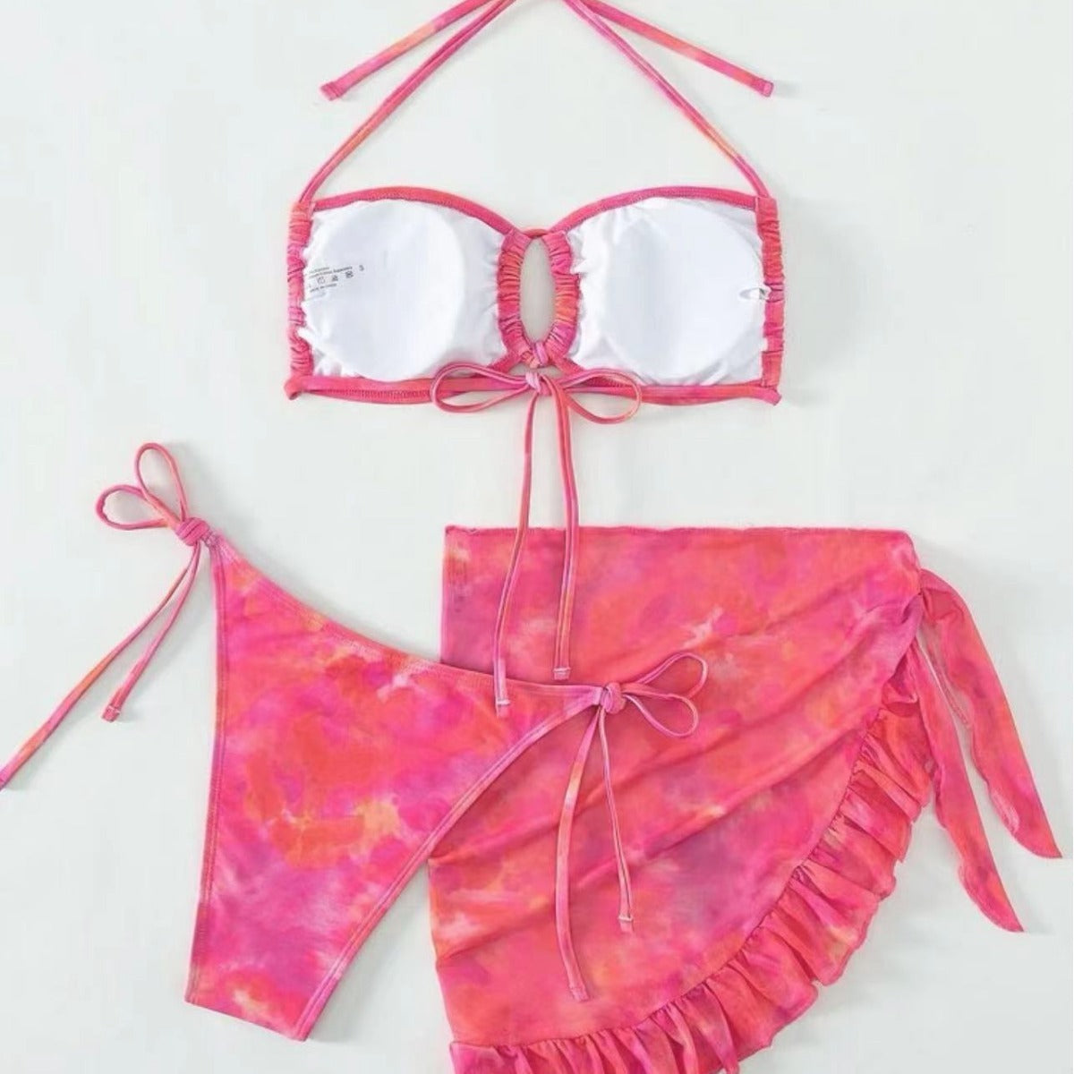 Three-piece Halter Gauze Skirt Swimsuit Bikini