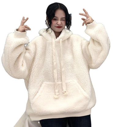 Hooded Plus Fleece Sweater Version Imitation Lambskin