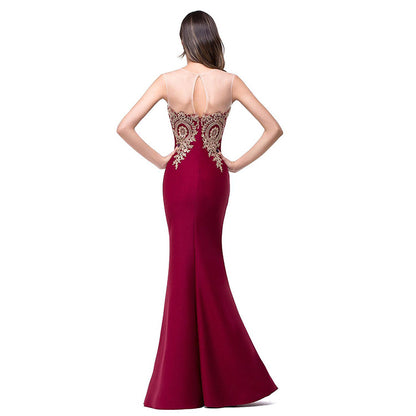 Amazon Europe dress sexy back hollow applique package hip dress fishtail skirt female perspective - myETYN