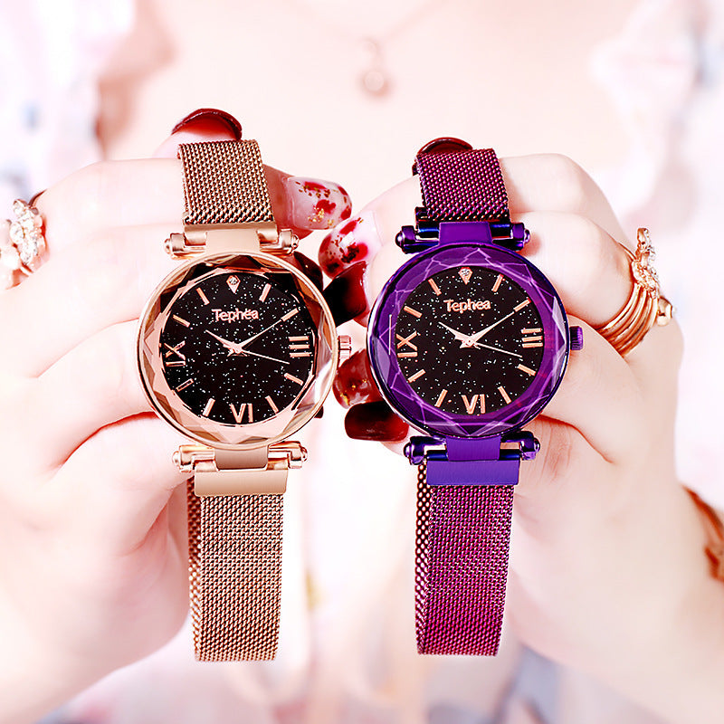 Star lazy magnet buckle quartz watch