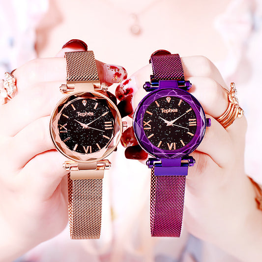 Star lazy magnet buckle quartz watch