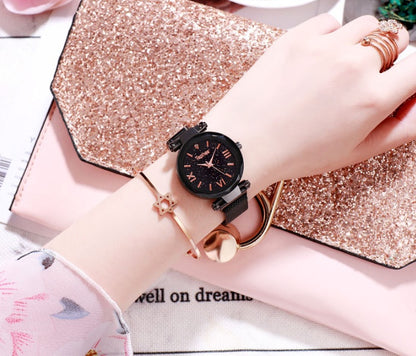 Star lazy magnet buckle quartz watch