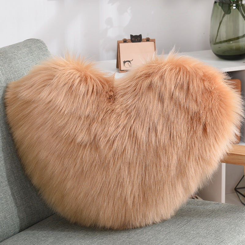 Throw Pillows Heart Shape Long Plush Fluffy Shaggy Cushion Cover Sofa Cushions Decorative Pillow Covers Pillowcase White