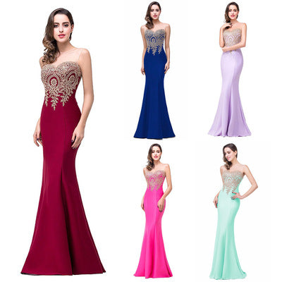 Amazon Europe dress sexy back hollow applique package hip dress fishtail skirt female perspective - myETYN