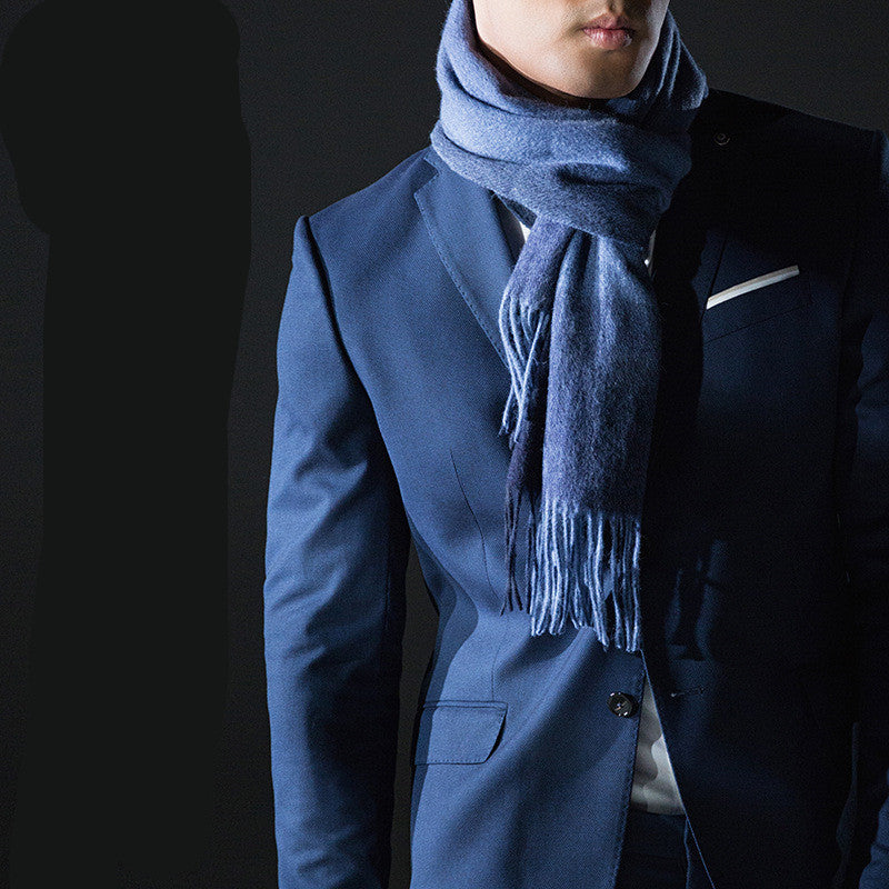 Pure wool scarf men's autumn and winter business simple long thickened boutique - myETYN