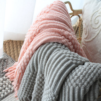 Nordic Woolen Knitted Bubble Sofa Blanket