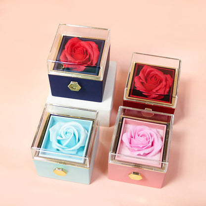 Rotating Soap Flower Rose Gift Box Creative Rotating Rose Jewelry Packaging Box Valentine's Day Gift For Women - myETYN