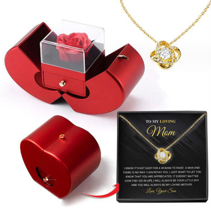 Fashion Jewelry Box Red Apple Christmas Gift Necklace Eternal Rose For Girl Mother's Day Valentine's Day Gifts With Artificial Flower Rose Flower Jewelry Box - myETYN