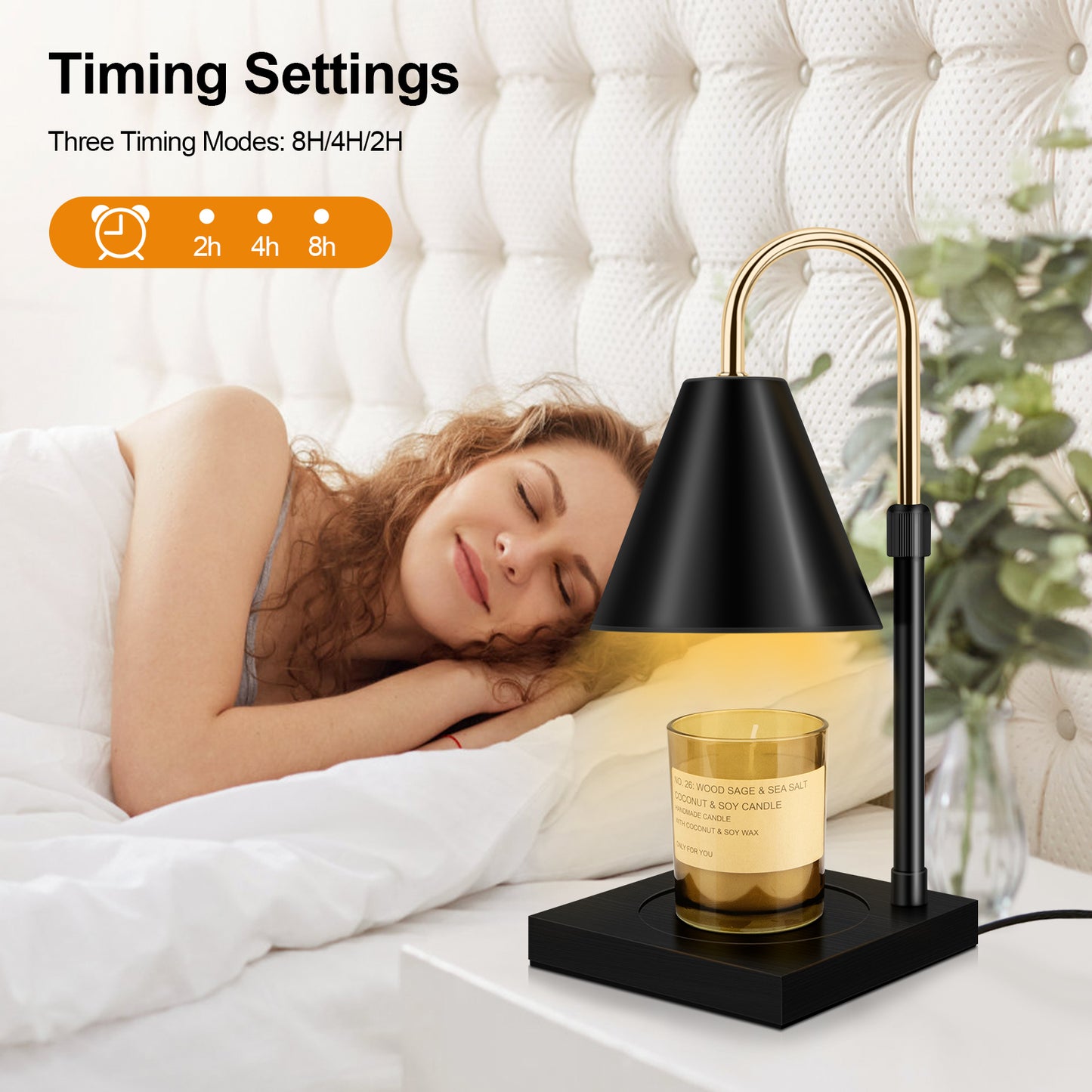 Candle Warmer, Candle Warmer Lamp With Timer Dimmable And Adjustable Height Candle Lamp Warmer Compatible With Jar Candles For Home Decor Electric Wax Melter Warmer, Wooden Base Black - myETYN