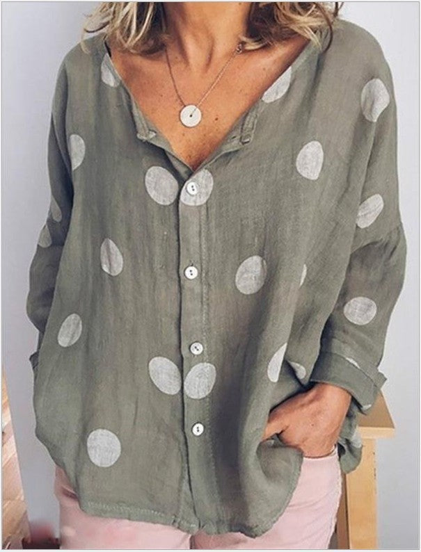 Women's Polkadot Cardigan Fashion Printed Shirt