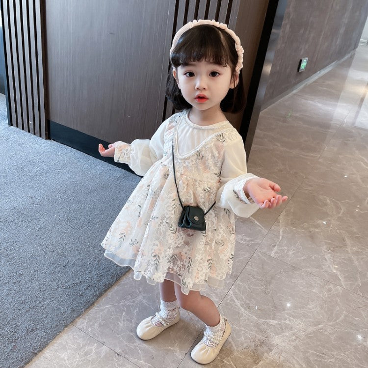 Children's Western Style Pearl Mesh Skirt