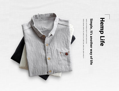 Summer Men's Linen Cotton And Linen Shirt