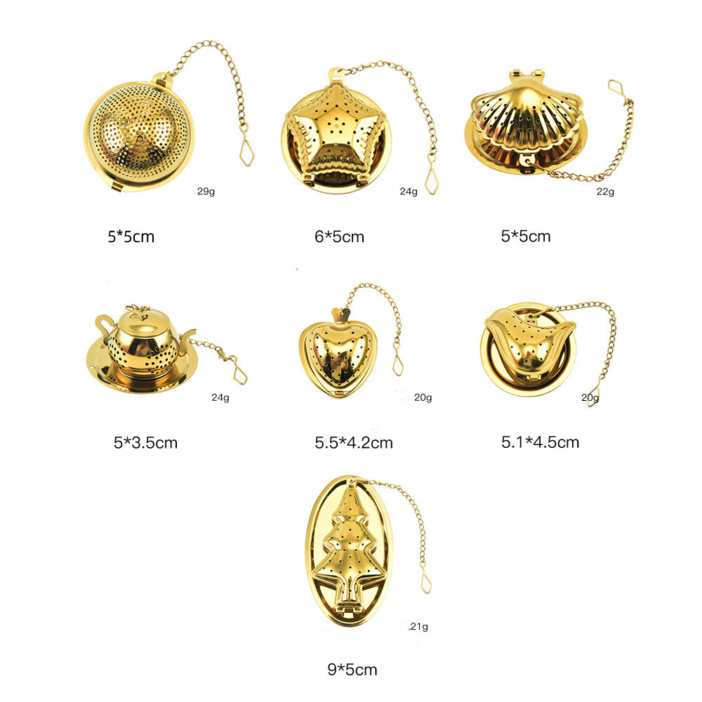 Gold Pendant Chain Tea Ball Stainless Steel Filtration Office Tea Making Device - myETYN