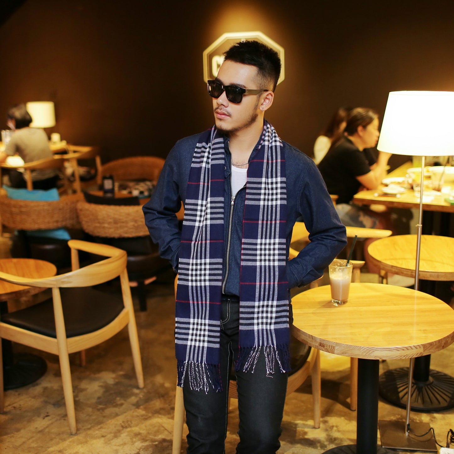 Men's Scarf Super Authentic British Check Warm Wai - myETYN